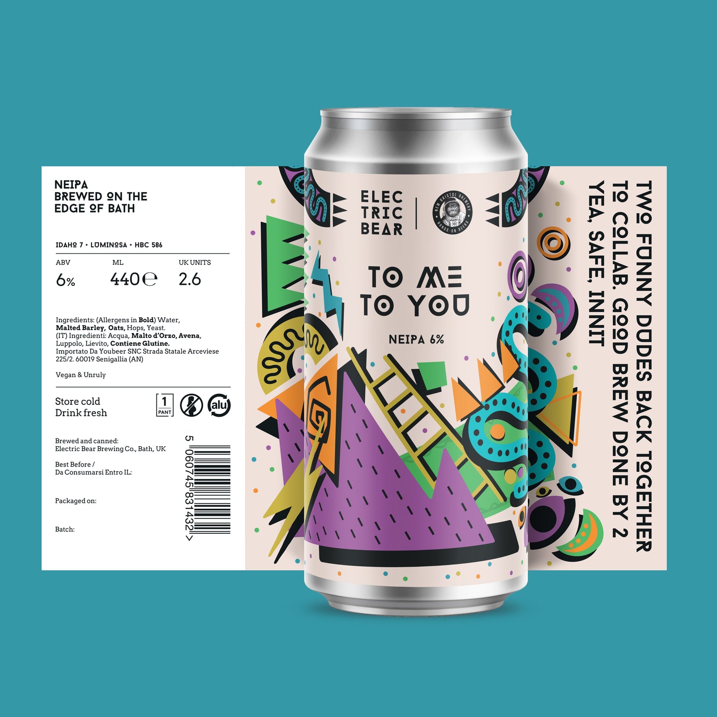 ELECTRIC BEAR BREWING COLLAB: To Me To You - NEIPA 6% 440ML